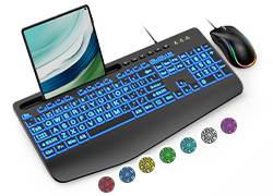 Wired Keyboard and Mouse Combo Large Print Backlit Keyboard
