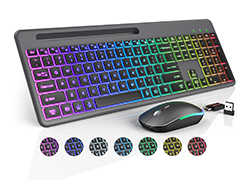 Wireless Keyboard and Mouse with 9 Backlit Effects and Phone Holder